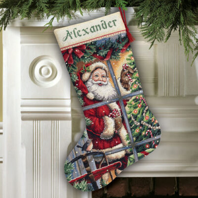 08778 • Набор для вышивания крестом "Карамельная трость. Чулок" • "Candy Cane Santa Stocking" DIMENSIONS