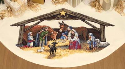08814 • Набор для вышивания крестом "Сцена Рождества. Юбочка под елку" • "Nativity Scene Tree Skirt" DIMENSIONS