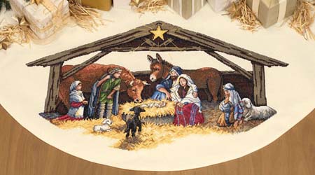 08814 • Набор для вышивания крестом "Сцена Рождества. Юбочка под елку" • "Nativity Scene Tree Skirt" DIMENSIONS