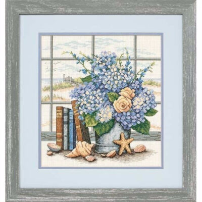 35166 - Набір для вишивання хрестом "Гортензія і черепашки" - "Hydrangeas and Shells" DIMENSIONS