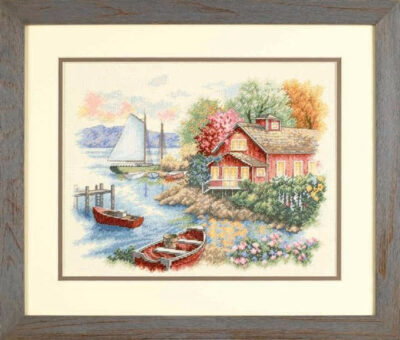 35230 • Набор для вышивания крестом "Спокойный дом у озера" • "Peaceful Lake House" DIMENSIONS