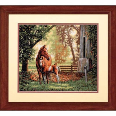 35260 • Набор для вышивания крестом "Кобыла с жеребёнком" • "Mare and Foal" DIMENSIONS Gold Collection