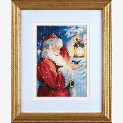70-08831 • Набор для вышивания крестом "Пернатый друг Санты" • "Santa's Feathered Friend" DIMENSIONS Gold Collection Petites