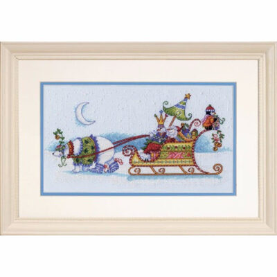70-08864 • Набор для вышивания крестом "Снежный медведь и сани" • "Snow Bear and Sleigh" DIMENSIONS