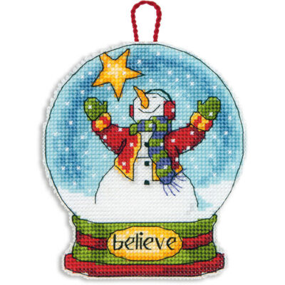70-08904 • Набор для вышивания крестом "Снежный шар — Вера. Украшение" • "Believe Snow Globe Ornament" DIMENSIONS