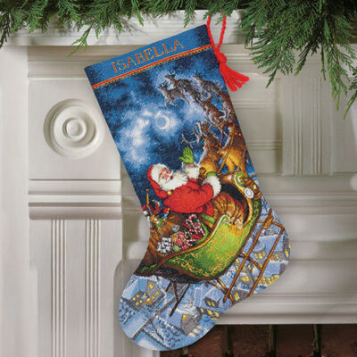 70-08923 • Набор для вышивания крестом "Полет Санты. Чулок" • "Santa's Flight Stocking" DIMENSIONS