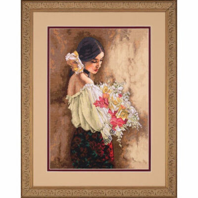 70-35274 • Набор для вышивания крестом "Женщина с букетом" • "Woman with Bouquet" DIMENSIONS Gold Collection