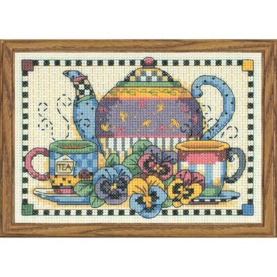 06877 • Набор для вышивания крестом "Время вечернего чая" • "Teatime Pansies" DIMENSIONS