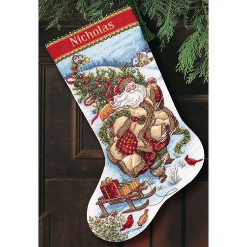 08752 • Набор для вышивания крестом "Путешествие Санты. Чулок" • "Santa's Journey Stocking" DIMENSIONS