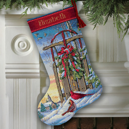 08819 - Набір для вишивання хрестом "Різдвяні сани. Панчоха" - "Christmas Sled Stocking" DIMENSIONS