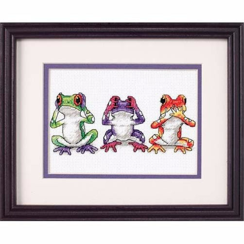 16758 - Набір для вишивання хрестом "Тріо жаб" - "Tree Frog Trio" DIMENSIONS