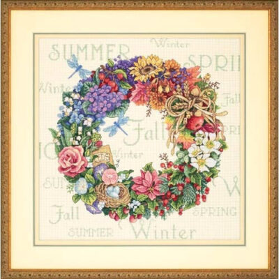 35040 • Набор для вышивания крестом "Венок всех времён года" • "Wreath of All Seasons" DIMENSIONS Gold Collection