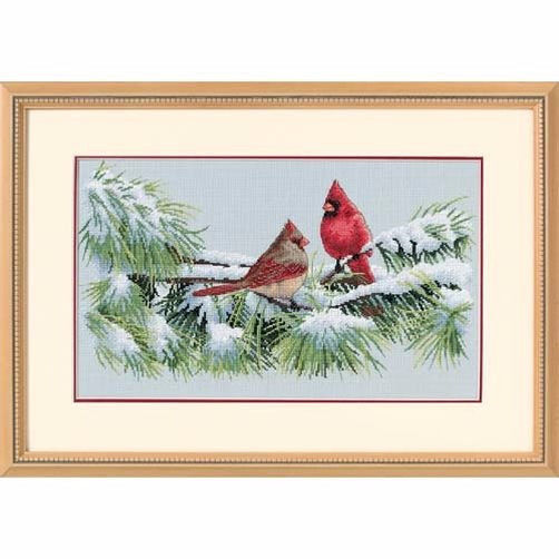 35178 • Набор для вышивания крестом "Зимние птички-кардиналы" • "Winter Cardinals" DIMENSIONS