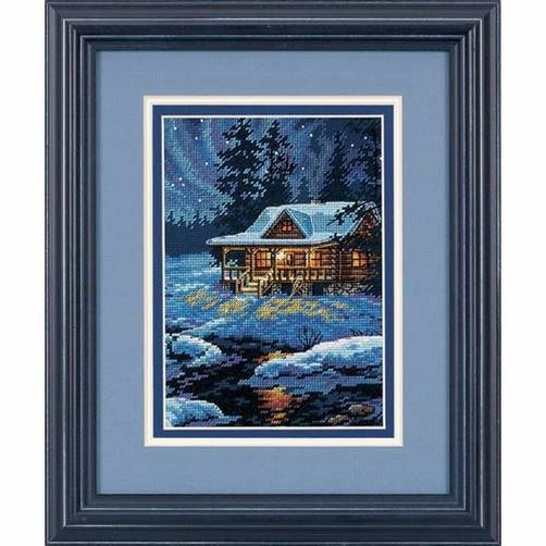 65007 • Набор для вышивания крестом "Хижина в лунном свете" • "Moonlit Cabin" DIMENSIONS Gold Collection Petites