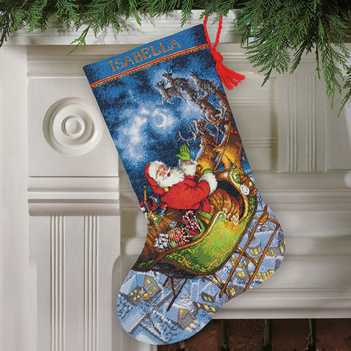 70-08923 • Набор для вышивания крестом "Полет Санты. Чулок" • "Santa's Flight Stocking" DIMENSIONS