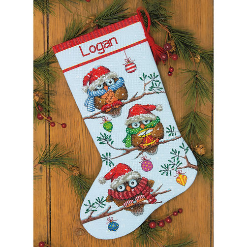 70-08951 • Набор для вышивания крестом "Праздник. Чулок" • "Holiday Hooties Stocking" DIMENSIONS