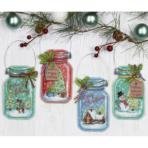 70-08964 • Набор для вышивания крестом "Рождественские баночки" • "Christmas Jar Ornaments" DIMENSIONS