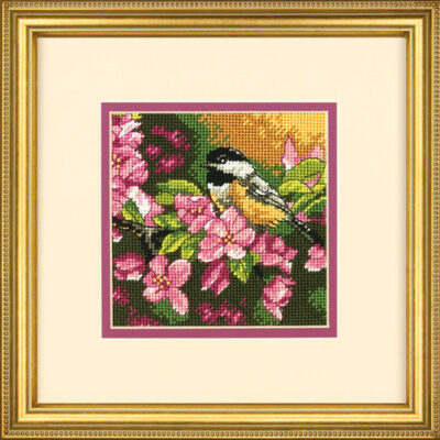 72-07244 • Набор для вышивания гобеленом "Синичка в розовом//Chickadee in Pink" DIMENSIONS