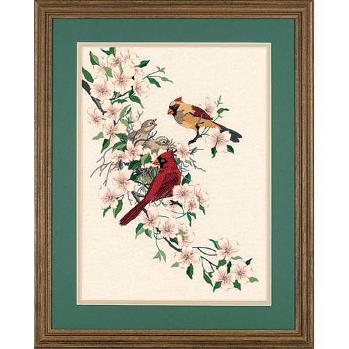 01516 • Набор для вышивания гладью "Кардиналы в Догвуде//Cardinals in Dogwood" DIMENSIONS
