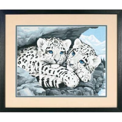 91079 • Набор для рисования красками по номерам "Снежные леопардики" • "Snow Leopard Cubs" Dimensions Paint Works