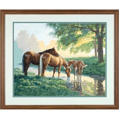 91159 • Набор для рисования красками по номерам "Лошади у ручья" • "Horses by a Stream" Dimensions Paint Works
