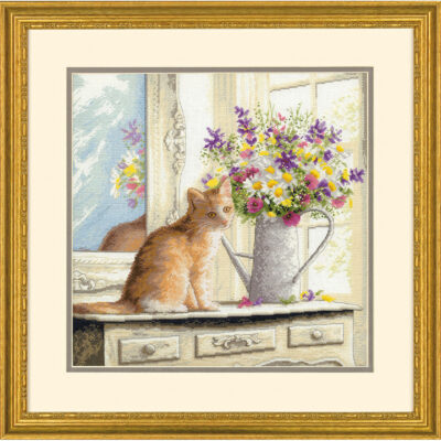 70-35359 Набор для вышивания крестом Котенок в окне Kitten in the Window DIMENSIONS