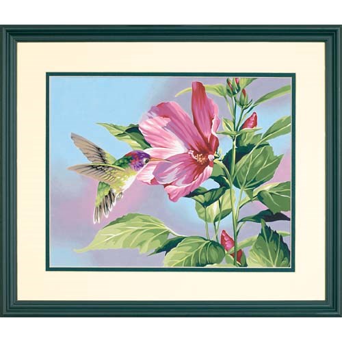 91419 Набор для рисования красками по номерам "Колибри и гибискус • Hibiscus Hummingbird" DIMENSIONS