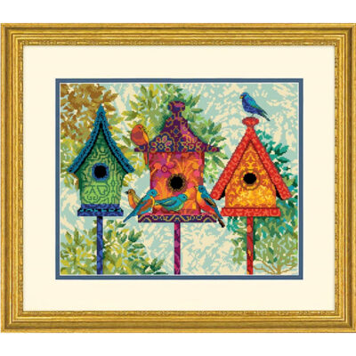 71-20088 Набор для вышивания гобеленом "Colorful Birdhouses • Красочние домики для птиц" DIMENSIONS