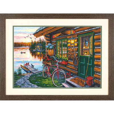 73-91660 Набор для рисования красками по номерам "Домик с видом • Cabin View" DIMENSIONS