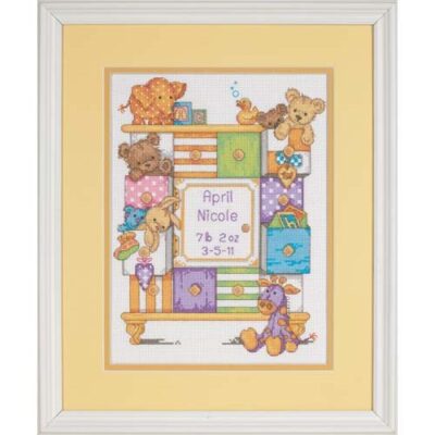 73538 Набор для вышивания крестом "Детские коробки • Baby Drawers Birth Record" DIMENSIONS