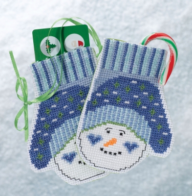 Набор для вышивания "Snowman Mittens • Рукавицы Снеговик" Mill Hill MH191831