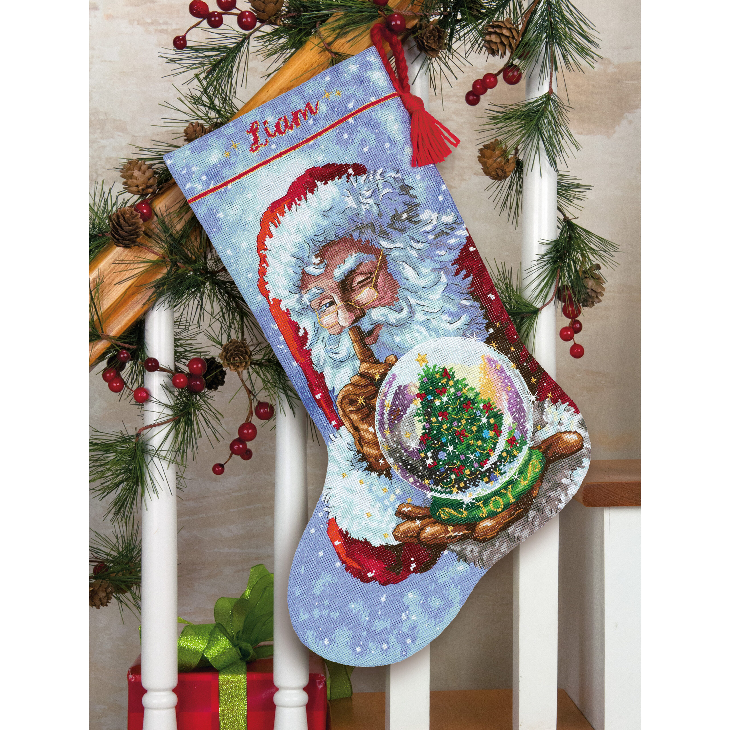 70-08985 Набір для вишивання хрестом "Santa's Snow Globe - Снігова куля Санти" DIMENSIONS
