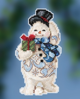 JS202011 Набор для вышивания "Gift Giving Snowman • Снеговик с подарком" Mill Hill