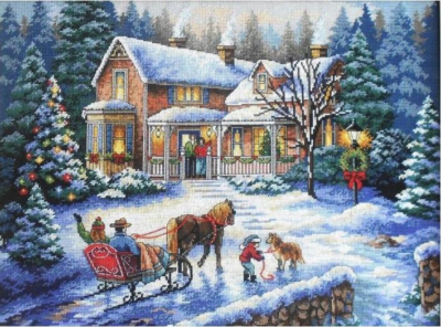 08733 Набор для вышивания крестом "Домой на праздники • Coming Home for the Holidays" DIMENSIONS