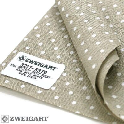 3217/5379 Edinburgt Petit Point 36 (ширина 140см) лен в белый горошек