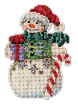 JS202116 Набор для вышивания "Snowman with Candy Cane • Снеговик з карамельной тростью" Mill Hill