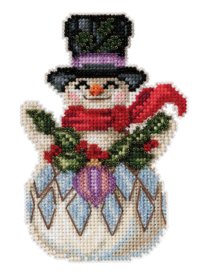 JS202115 Набор для вышивания "Snowman with Holly • Снеговик с падубом" Mill Hill